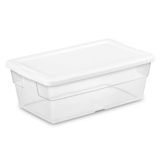 4 pack) Sterilite 20 Qt. Clear Plastic Storage Box with White Lid 