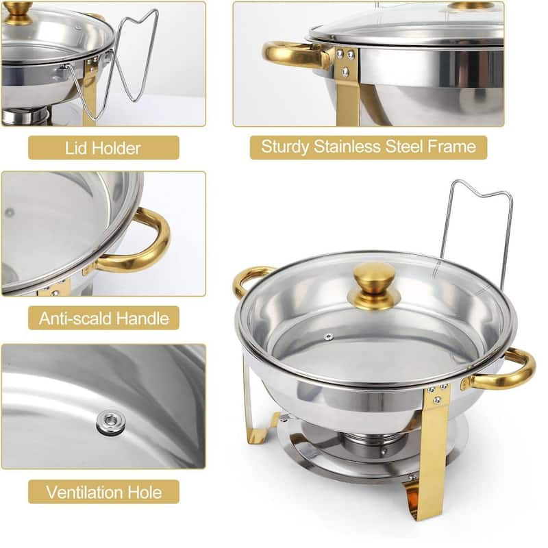 Set of 2 5 Qt Chafing Dishes, Food Warmers for Buffet - 2 Pcs