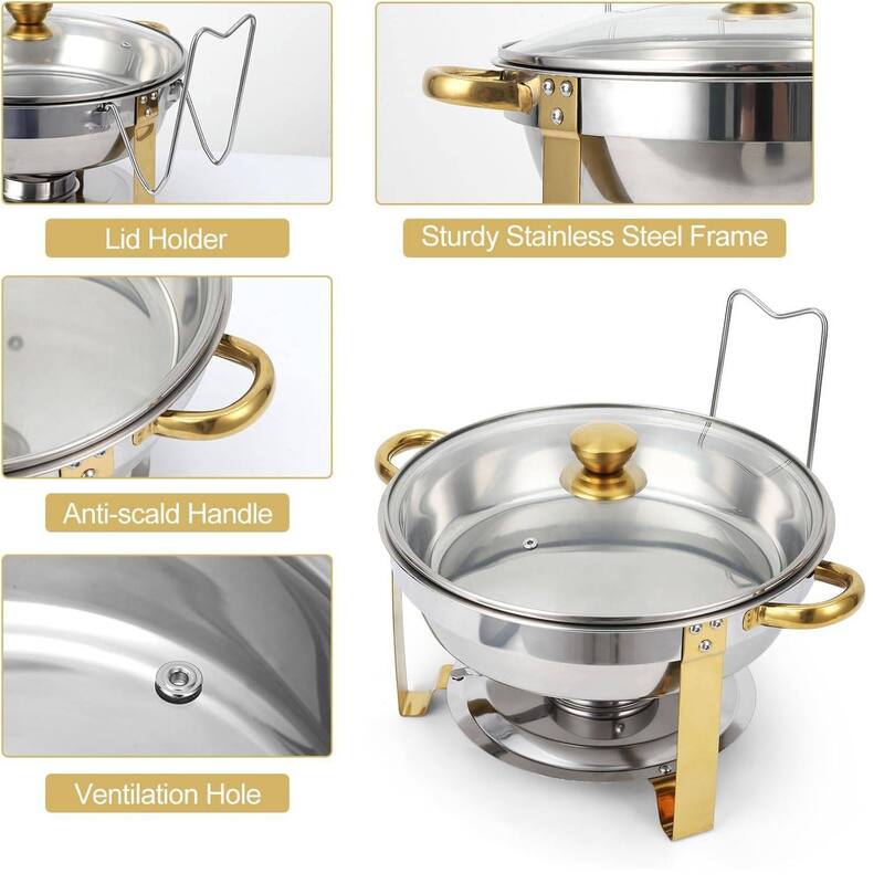 Set of 4 5 Qt Chafing Dishes, Food Warmers for Buffet - 4 Pcs