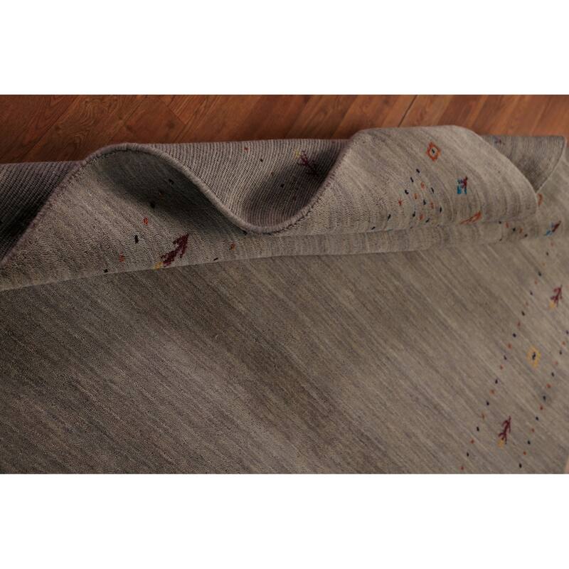 Brown Gabbeh Oriental Area Rug Hand-Knotted Wool Carpet - 5'3" x 7'6"