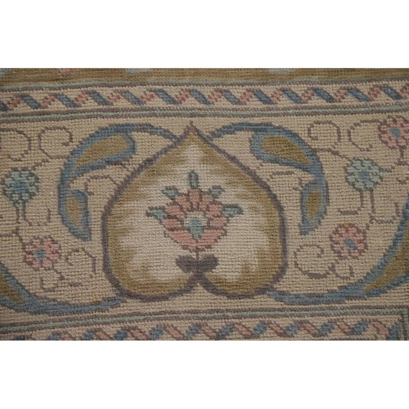 Hand Knotted Oriental 100% Wool Carpet Traditional Medallion Beige & Ivories Tabriz Area Rug - 12' 8'' X 9' 6''