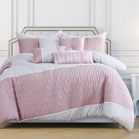 Wellco Bedding Comforter Set Bed In A Bag - 7 Piece Luxury MARICELA microfiber Bedding Sets - Oversized Bedroom Comforters
