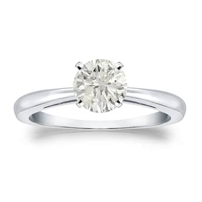 Auriya 18k Gold 3/4ctw Round Solitaire Diamond Engagement Ring (J-K, I1-I2)