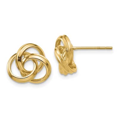 Curata 14k Yellow Gold 11mm Polished Love Knot Post Earrings