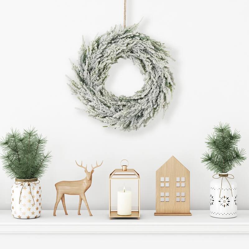 Heavily Flocked Artificial Pine Christmas Wreath