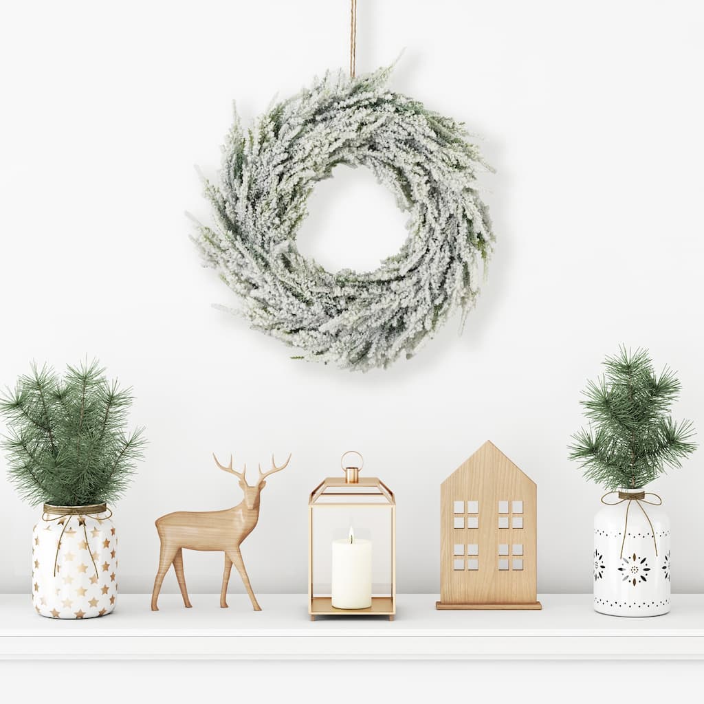 Heavily Flocked Artificial Pine Christmas Wreath