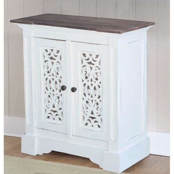 Shabby Chic Cottage Distressed White and Driftwood Brown Wood