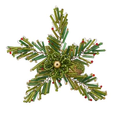 Pine Design Beaded Napkin Rings (Set of 4)