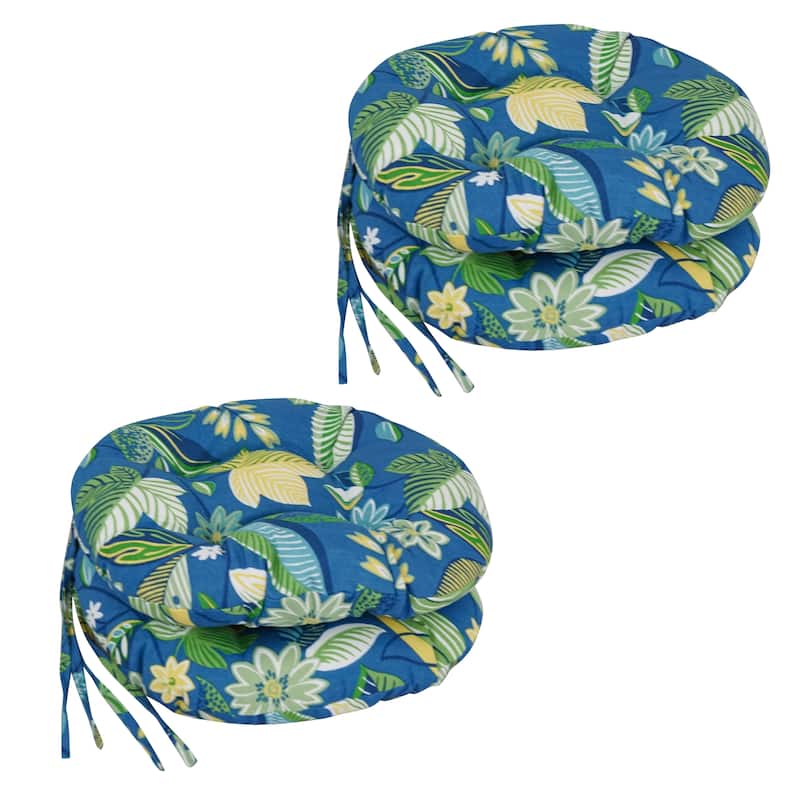 16-inch Round Tufted Indoor/Outdoor Chair Cushions (Set of 4) - 16" - Skyworks Caribbean