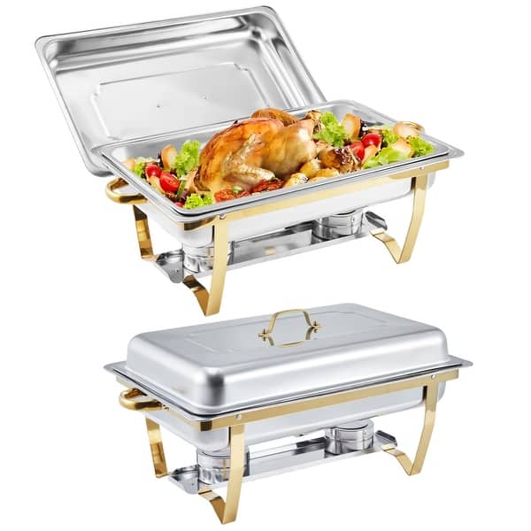 2/4 Packs Chafing Dishes for Buffet 8QT Stainless Steel - 2 Pack - Gold