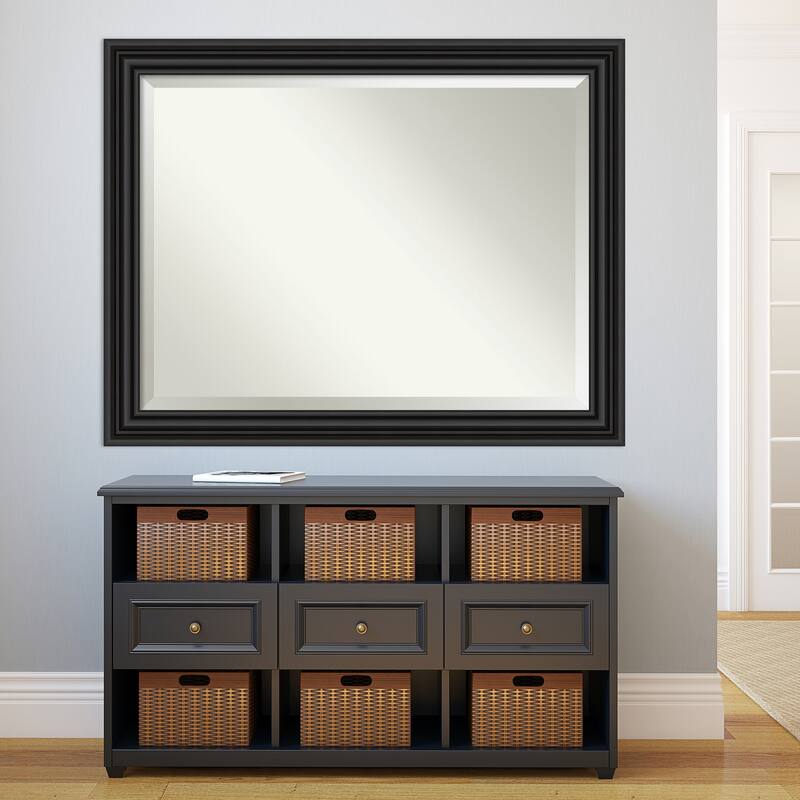 Beveled Bathroom Wall Mirror - Colonial Black Frame