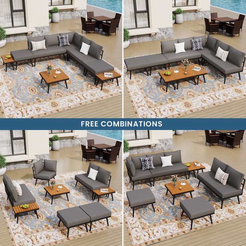 8-Piece Patio Furniture Set with Angled Legs and Cushions