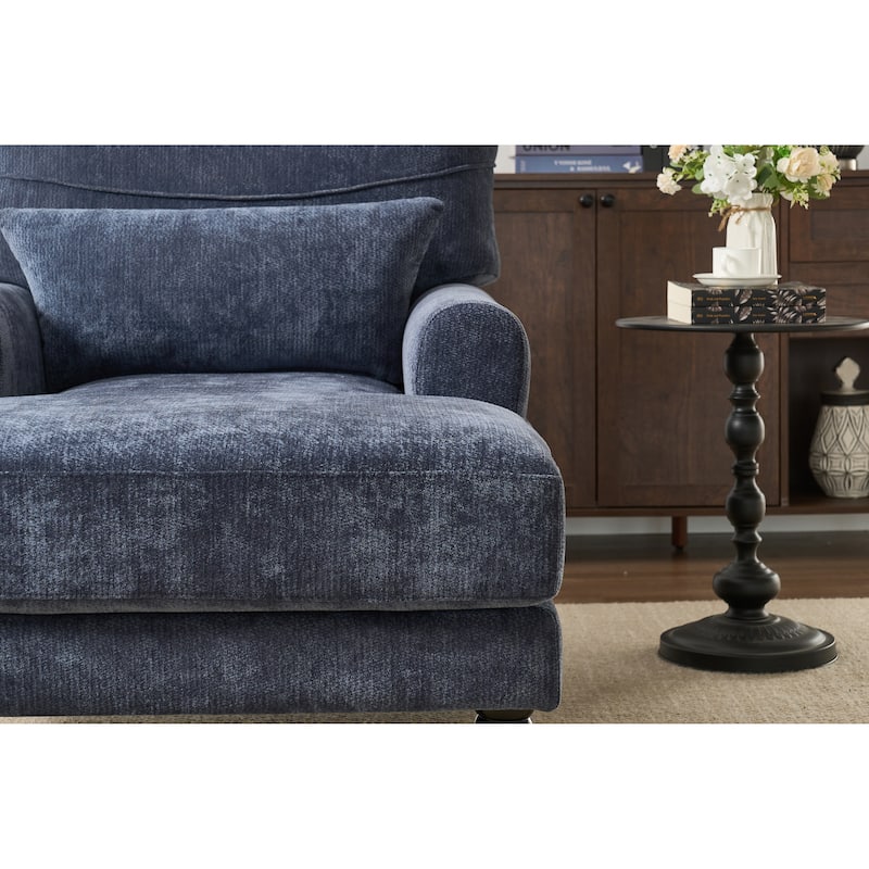 Blue Modern Chaise Lounge Upholstered Indoor Leisure Sofa Recliner Office Chair Sleeper for Living Room