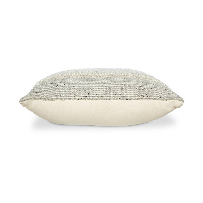 Square Accent Throw Pillow, 20 Inch, White and Gray Stripes, Polyfill