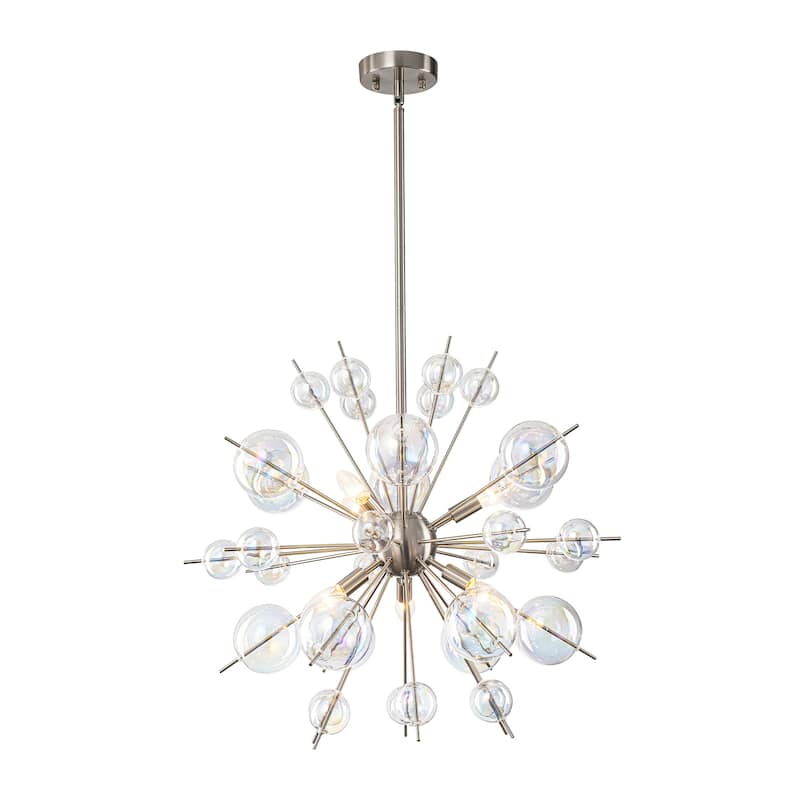 6-Light Sputnik Style Metal & Glass Chandelier with Colorful Glass Balls for Living Room - 6 Light