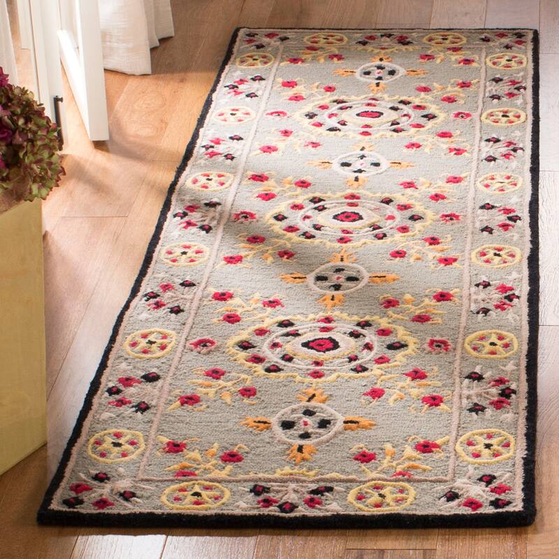 SAFAVIEH Handmade Bellagio Marsela Modern Oriental Wool Rug - 2'3" x 7' Runner - Light Grey/Black