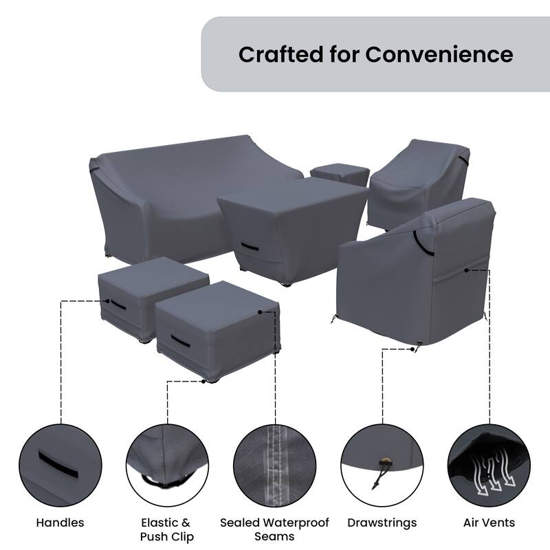 Cracraft Outdoor Conversation Patio Furniture Cover 7-Piece - 33 x 72 x 33