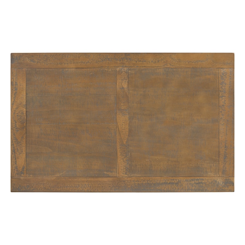 45.2" Pine Vintage Coffee Table - Vase Column Legs & Pine Veneer Top (Solid Rubberwood Base)