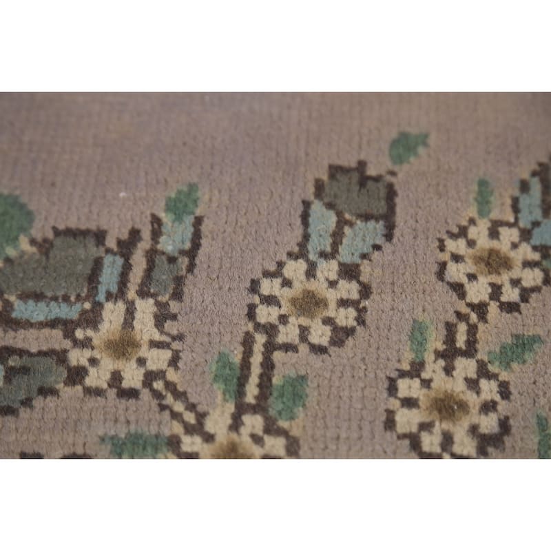Gray Geometric Tabriz Persian Vintage Area Rug Handmade Wool Carpet - 9'10"x 12'11"