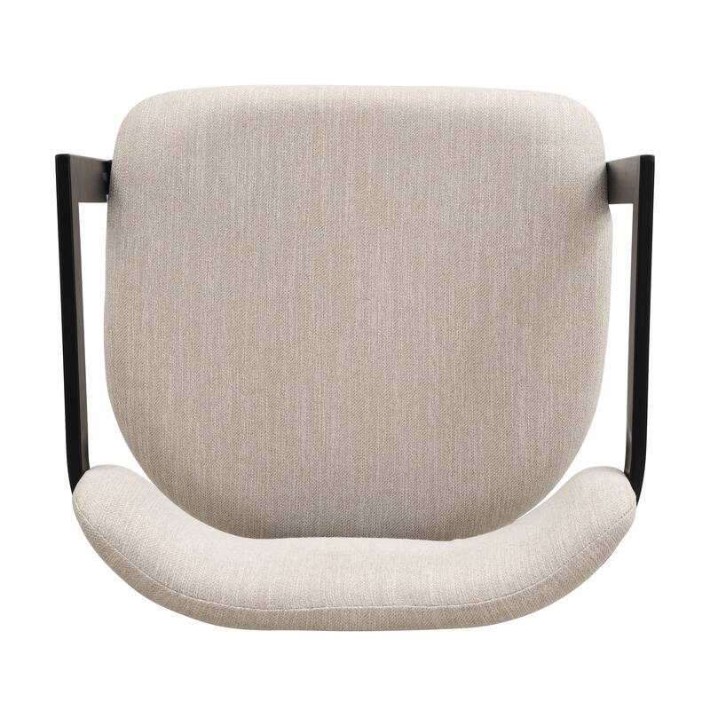 Upholstered Dining Chairs Set of 2, Fabric Armchairs with Metal Frame,