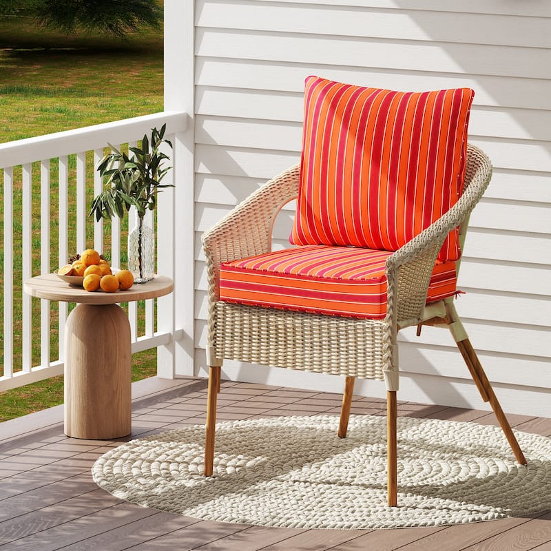Gymax Deep Seat Chair Cushion Pads Set Indoor/Outdoor w/ Rope Belts