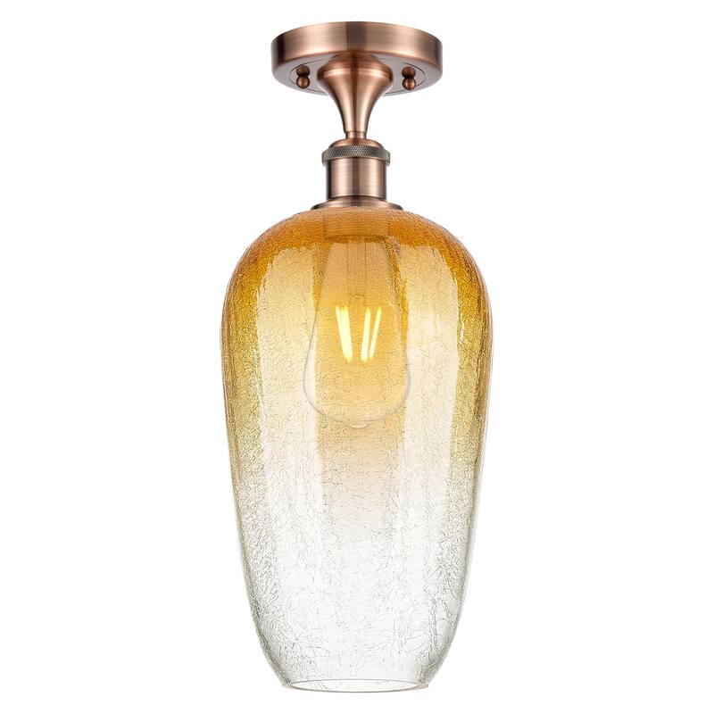 Innovations Lighting Endless Possibilities Ballston - Brookhaven Flute - 1 Light 7" Semi-Flush Mount - Antique Copper/Amber