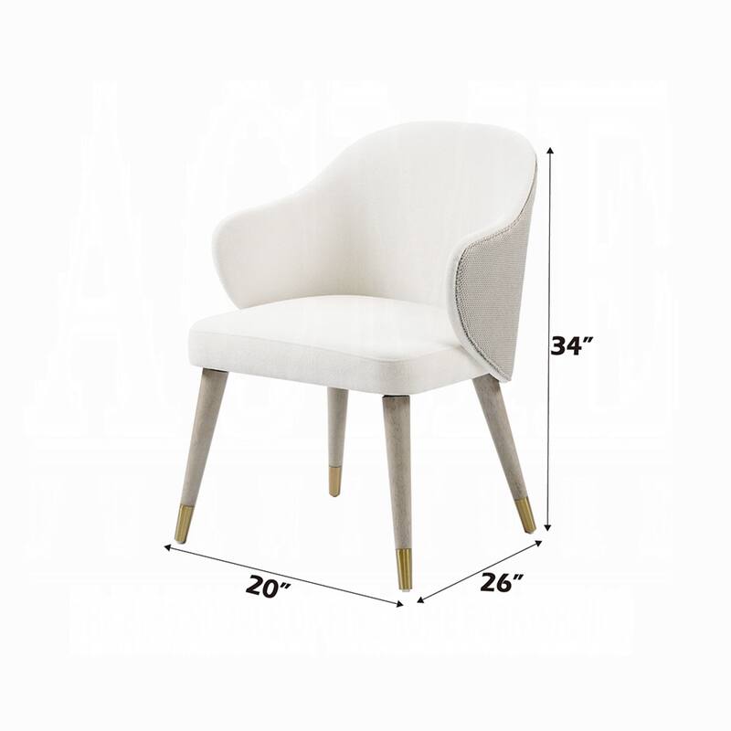 Arity Side Dining Chair Set of 2, Modern Light Gray Fabric, Gold Metal