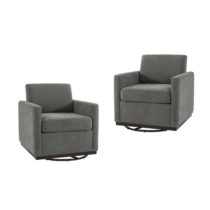Cozy Swivel Armchair 360°Rotating Base Accent Chair Set of 2