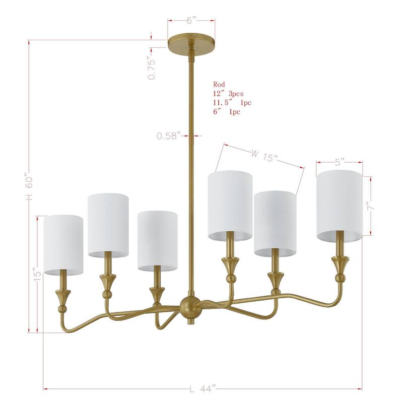 Goldie 6-Light Chandelier, Gold