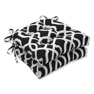Pillow Perfect Outdoor New Geo Black/White Deluxe Tufted Chairpad