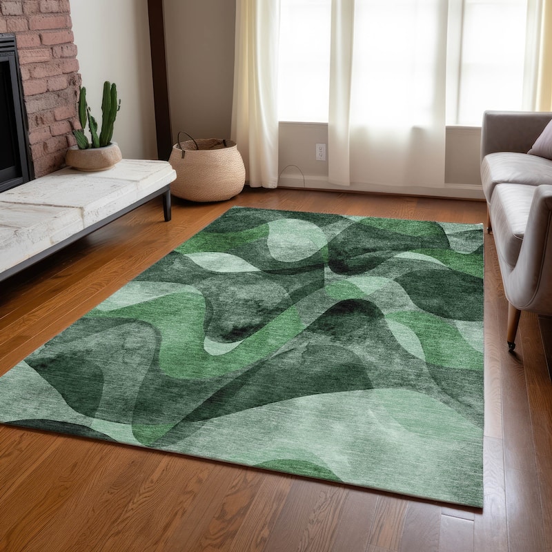 Machine Washable Indoor/ Outdoor Modern Chantille Rug