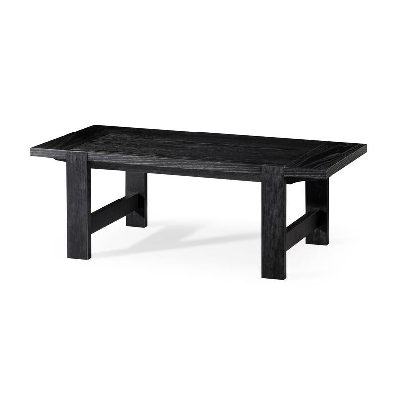 Maven Lane Angelo Rustic Rectangular Wooden Coffee Table in Aged Black