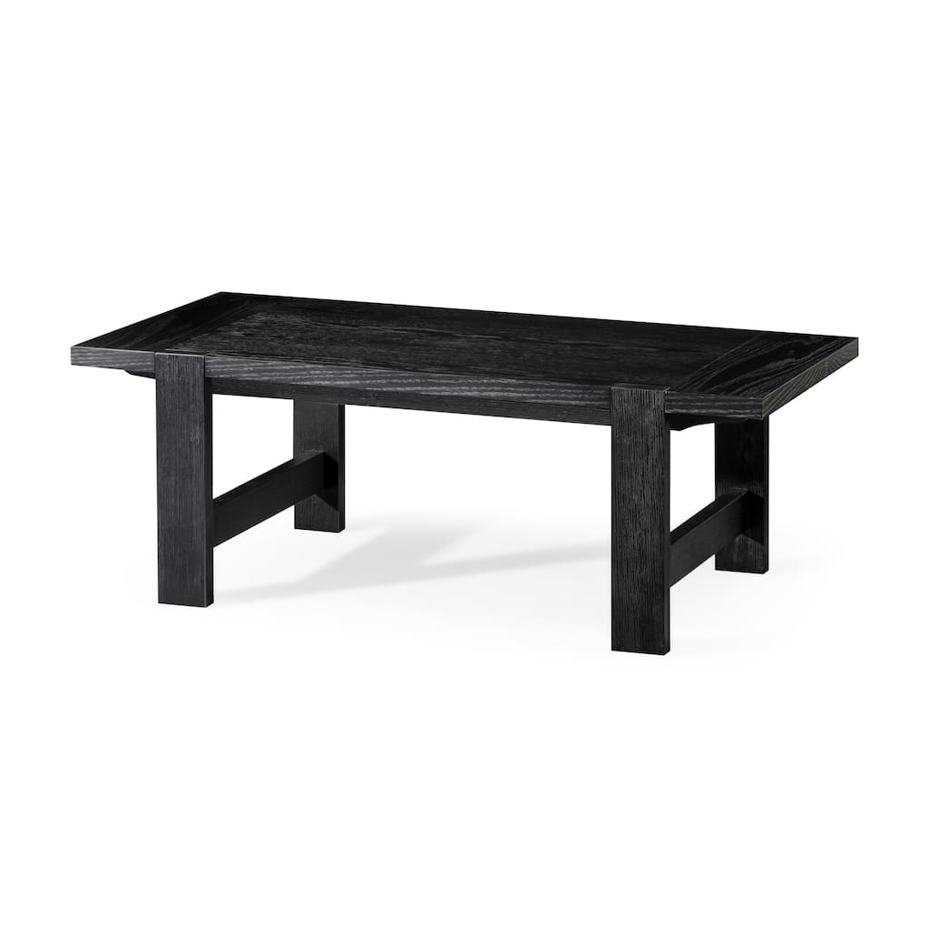 Maven Lane Angelo Rustic Rectangular Wooden Coffee Table in Aged Black