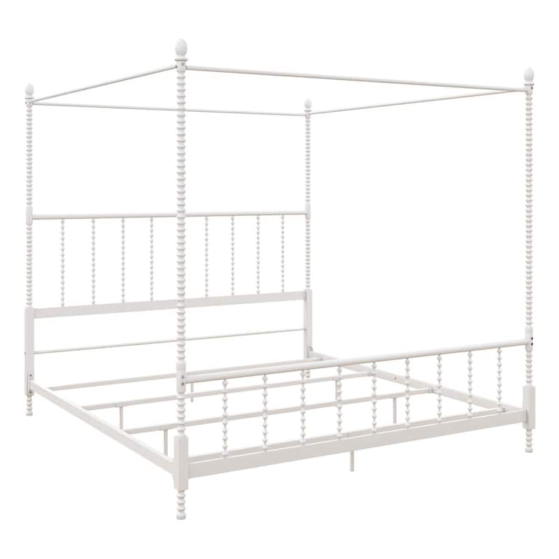 Avenue Greene Elliot Metal Canopy Bed - White - King