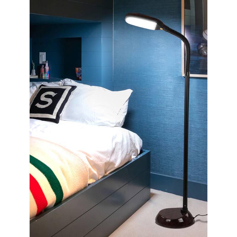Brightech Litespan 53 in. Havana Brown Industrial Dimmable LED Floor Lamp with Height Adjustable Gooseneck Head