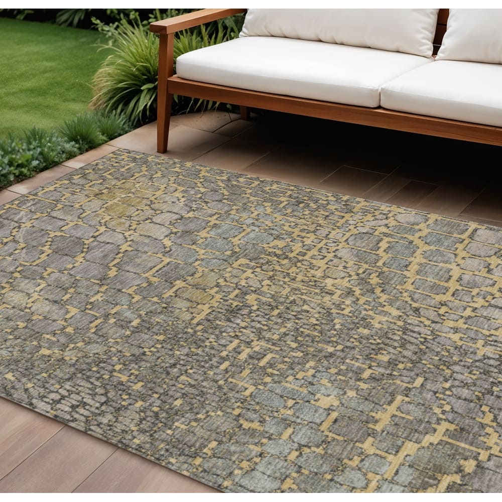 HomeRoots Abstract Transitional Rectangle Outdoor Rug
