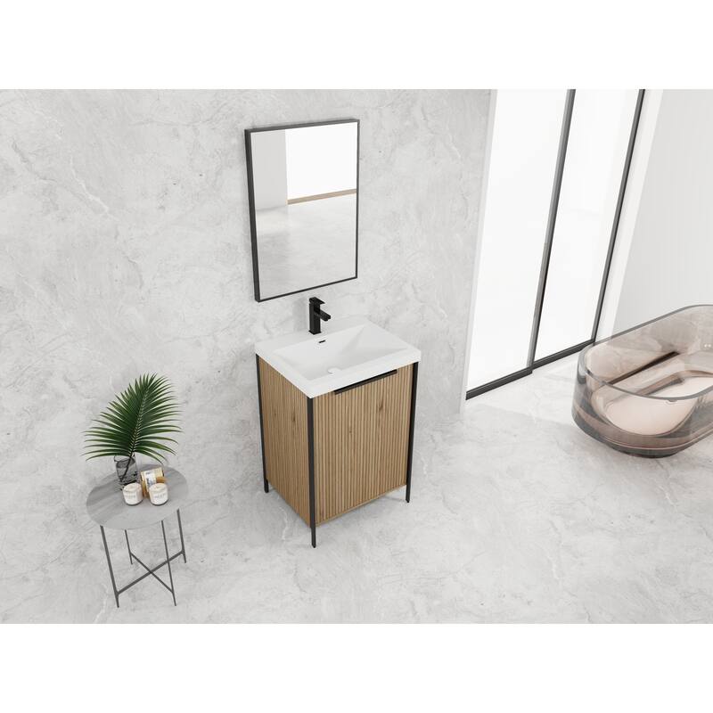 24" Freestanding Bathroom Vanity with Resin Sink