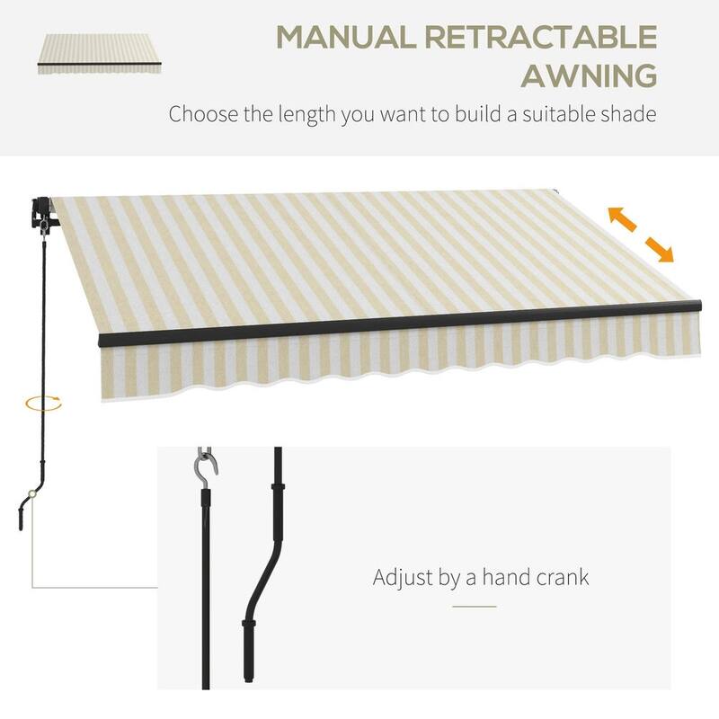 8' x 6.5' Retractable Awning, 280gsm UV Resistant Sunshade Shelter