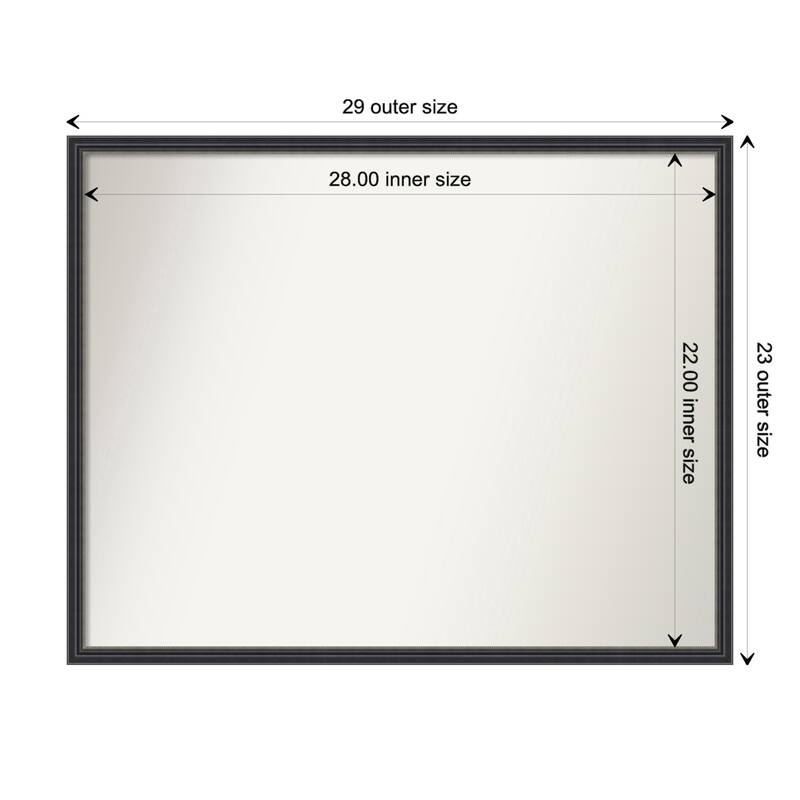 Stylish Black Narrow Non-Beveled Wood Framed Wall Mirror - Stylish Black Narrow - Glass Size 28x22