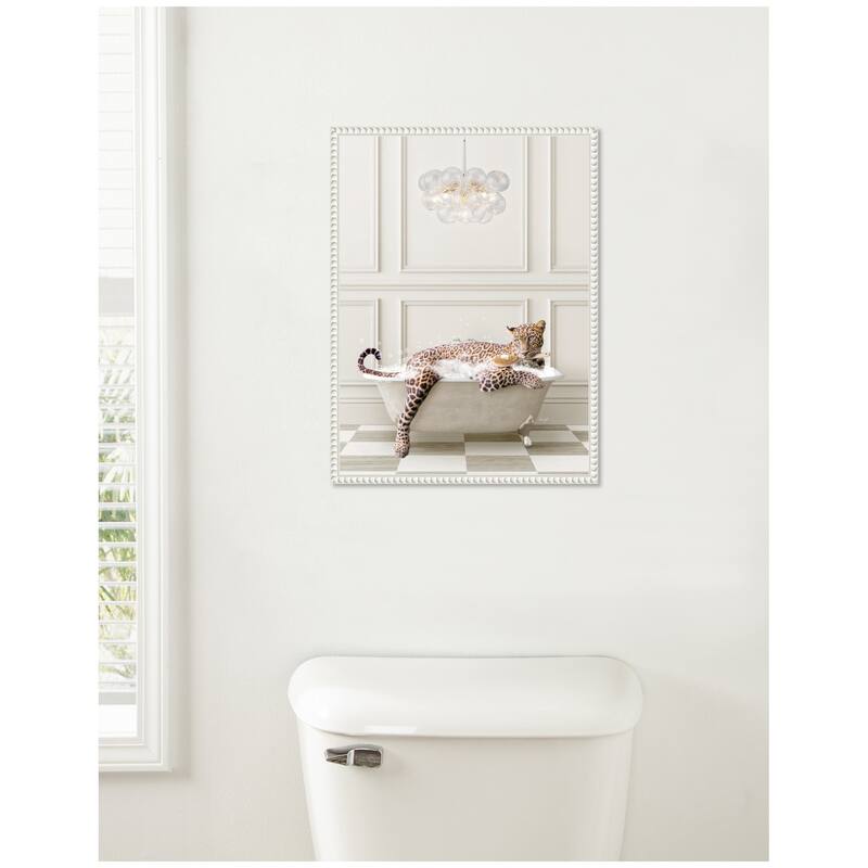 Kate and Laurel Sylvie Cheetah Traditional Chandelier Bath Framed Canvas by Amy Peterson