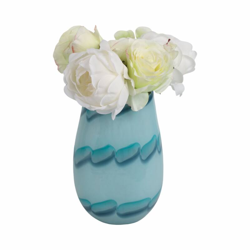 Glass Vases Coastal Style with Sculpted Detailing and Swirl Design