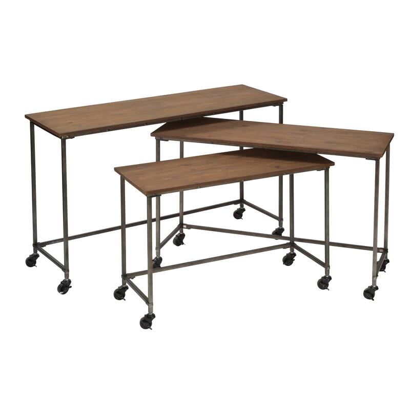 Wood Accent Tables on Wheels (Set of 3)