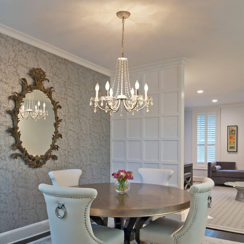 6-Light Classic Chandelier with Crystal Accents for Kitchen Study