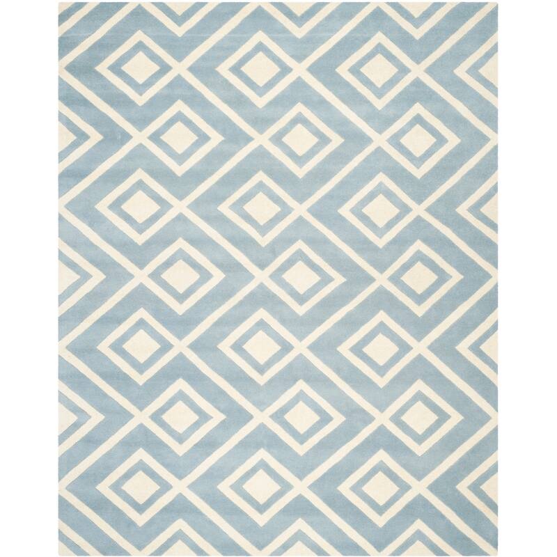 SAFAVIEH Handmade Chatham Evda Modern Moroccan Wool Rug - 5' x 8' - Blue/Ivory