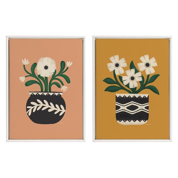 slide 2 of 6, Sylvie Beaded Flower Gold Terra Frame Canvas Art Set by Carey Copeland 2 Piece Set 18x24