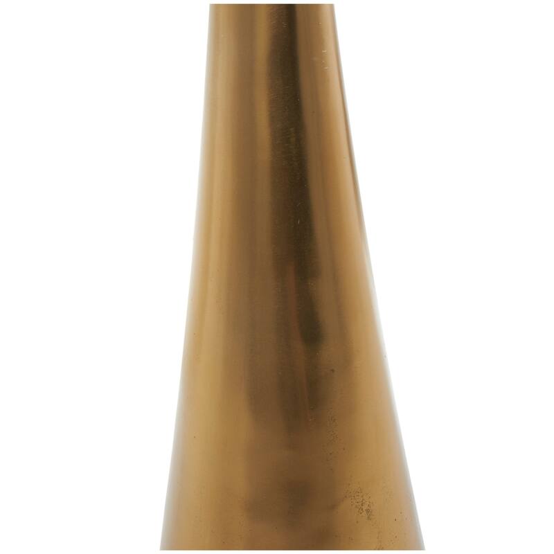 Gold or Black Aluminum Cone Geometric Accent Table with Textured Glass Tabletop