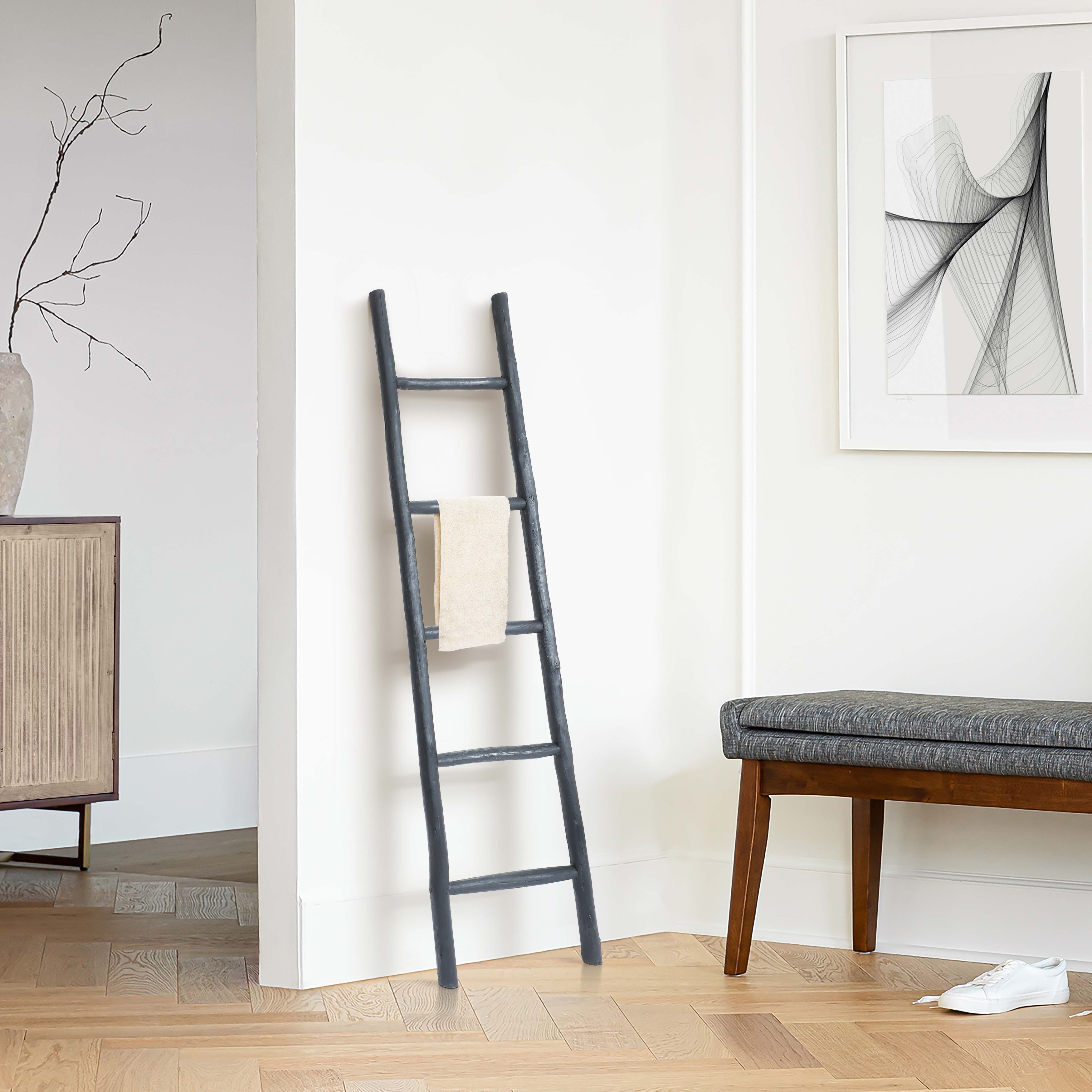 Rustic Black Wood 5 Ft Blanket Ladder 60 H x 15.94 W x 1.77 D On Sale Bed Bath Beyond 39130042