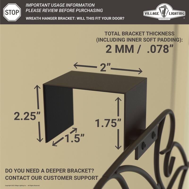 Adjustable Wreath Hanger for Door - Antler (Black) - Black