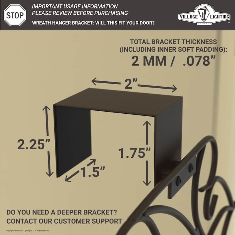 Adjustable Wreath Hanger for Door - Elegant (Brown) - Brown