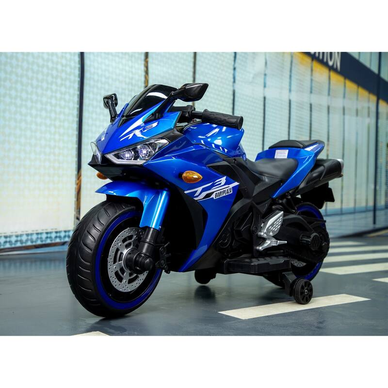 Electric Motorcycle with LED Display, Children's Ride-On Motorcycle with Illuminated Tires, Child Carriage with Handle